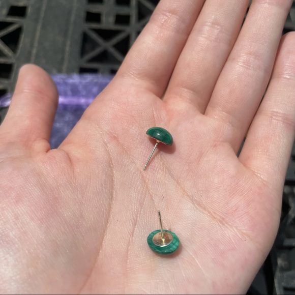 handmade malachite gemstone earrings - Picture 2 of 3